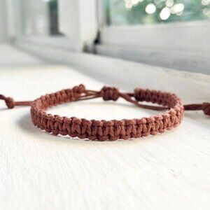 Brown Hemp Square-Knot Macrame Bracelet